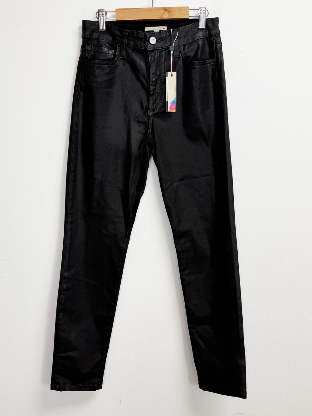 Fabrizio Gianni Jeans Womens 27 Black Coated Skinny USA Made Cotton Blend NWT